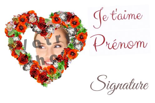 Carte Voeux Saint Valentin Coeur avec photo à imprimer