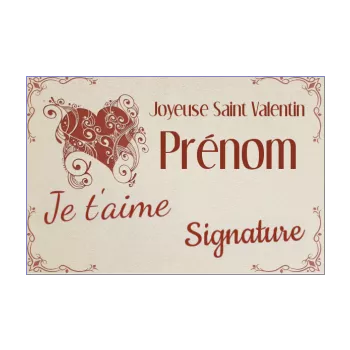 carte voeux saint valentin coeur marron rouge 