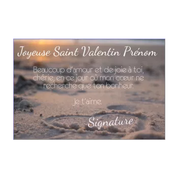 carte voeux saint valentin coeur mer plage 