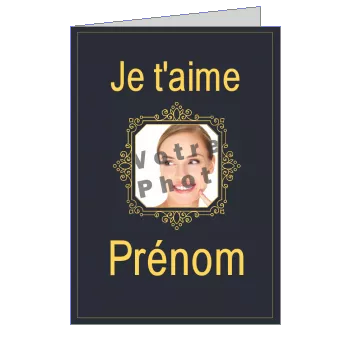 Carte Voeux Saint Valentin Bleu avec photo à imprimer