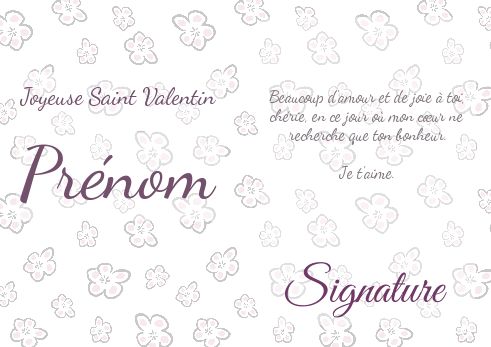 Carte Voeux Saint Valentin Fleur Mauve avec photo imprimer