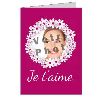 Carte Voeux Saint Valentin Fleur avec photo à imprimer