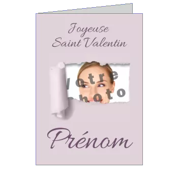 Carte Voeux Saint Valentin Mauve avec photo à imprimer