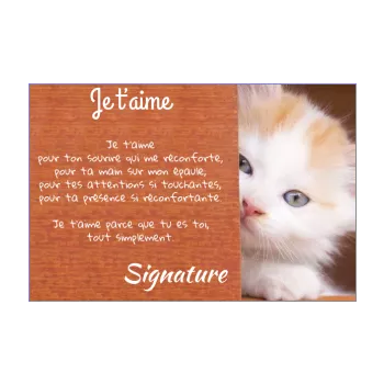carte voeux chat amour marron 