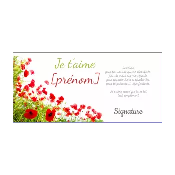 carte voeux amour fleur rouge vert 