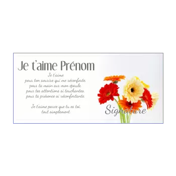 carte voeux amour fleur jaune orange rouge 