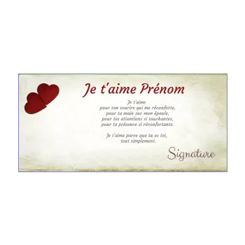 carte voeux coeur amour jaune rouge 