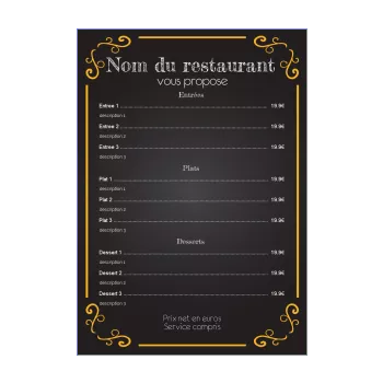 carte menu restaurant noir orange 