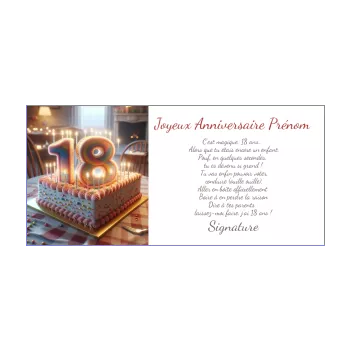 carte joyeux anniversaire arc en ciel 18 ans table bougie gateau 