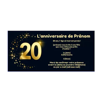 Carte d'Anniversaire Maxi Format avec Enveloppe - 20 ans - Jour de Fête -  Boutique Jour de fête