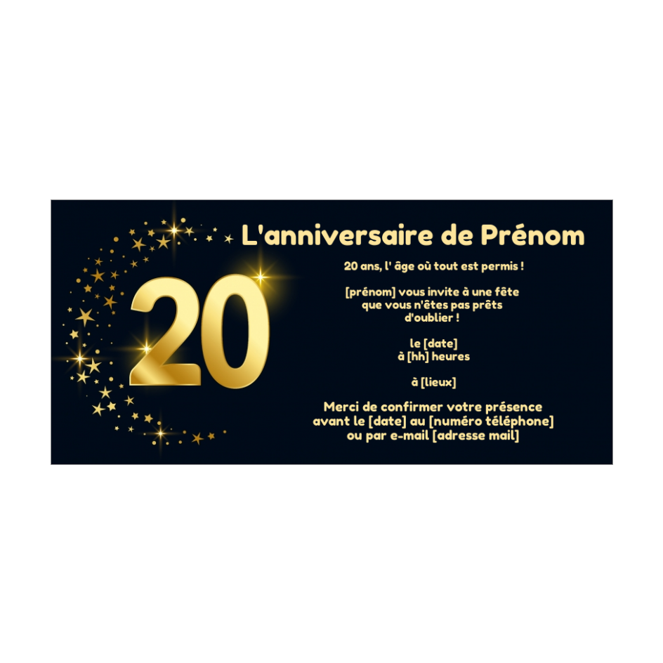 Invitation Anniversaire Ans Doree Etoile Gratuit A Imprimer Carte 3452