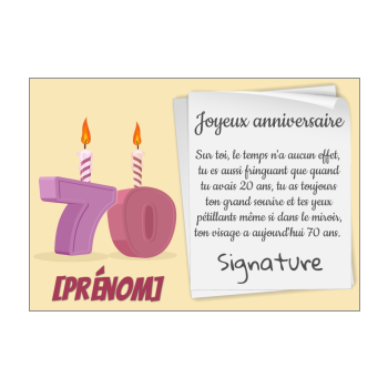 Carte Joyeux Anniversaire 70 Ans Bougie Gratuit A Imprimer Carte 1348