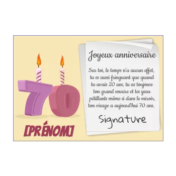 Carte D Anniversaire Pour 70 Ans A Imprimer Gratuit Ou Envoyer En Ligne