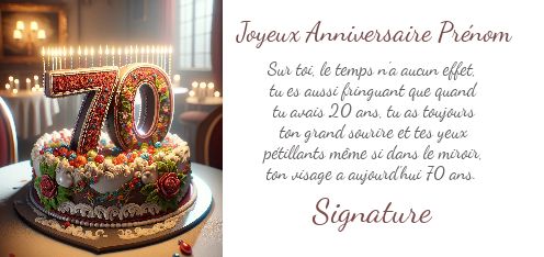 Carte Joyeux Anniversaire 70 Ans virtuelle gratuit