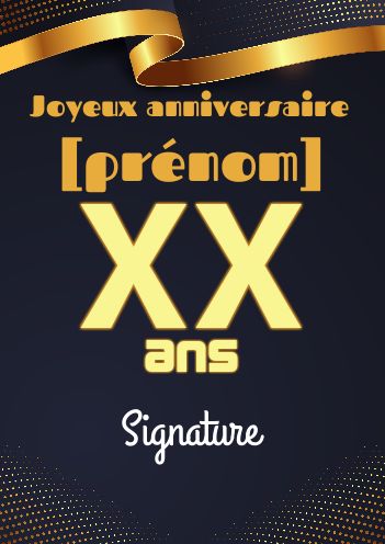 Carte Joyeux Anniversaire Doree Bleu gratuit à imprimer