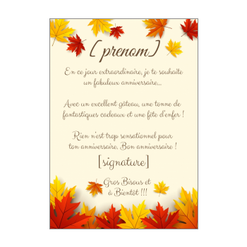Carte Joyeux Anniversaire Automne Jaune Feuille Gratuit A Imprimer Carte 3337