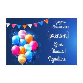carte joyeux anniversaire ballon bleu enfant 