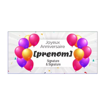 carte joyeux anniversaire ballon jaune mauve rouge 