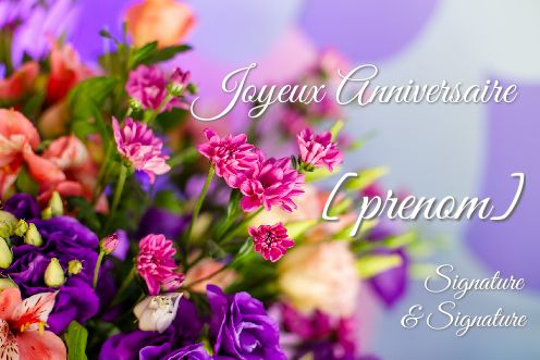 Carte Joyeux Anniversaire Bouquet Fleur Mauve gratuit à imprimer (carte  3990)