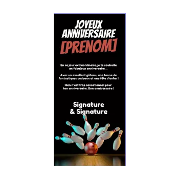 carte joyeux anniversaire bowling noir 