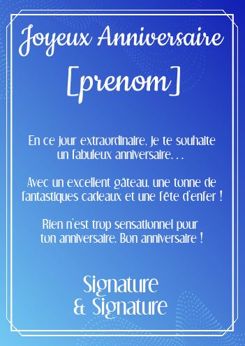 Carte Joyeux Anniversaire Blanc Bleu virtuelle gratuit