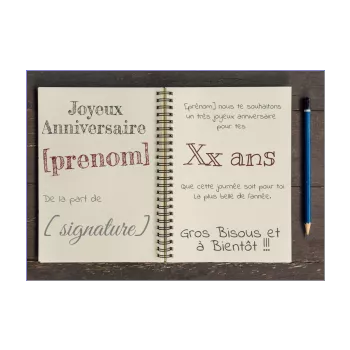 carte joyeux anniversaire cahier crayon bois gris 