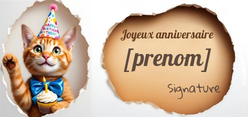 Carte Joyeux Anniversaire Chat Enfant gratuit à imprimer