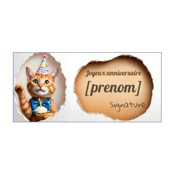 carte joyeux anniversaire chat enfant gateau animaux 