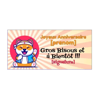 carte joyeux anniversaire manga chien dessin japon 