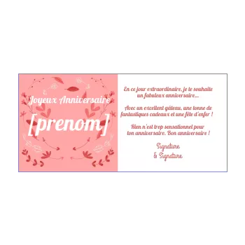 carte joyeux anniversaire femme fleur rose 