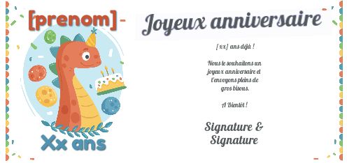 Carte Joyeux Anniversaire Dinosaure Bebe virtuelle gratuit