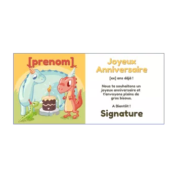 carte joyeux anniversaire dinosaure bougie dessin enfant gateau 