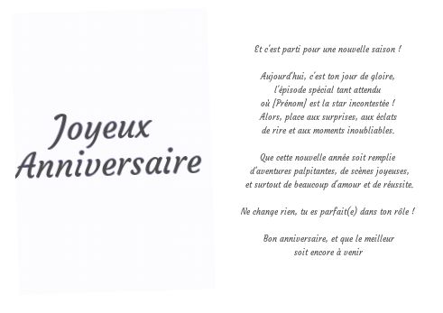 Verso Carte Anniversaire Emission Tv Humour avec photo à imprimer