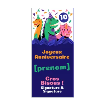 carte joyeux anniversaire dinosaure bleu confettis dessin enfant 