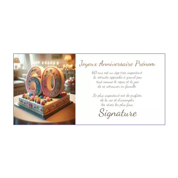 carte joyeux anniversaire arc en ciel 60 ans table bijoux gateau 