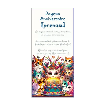 carte joyeux anniversaire manga bougie gateau pokemon animaux 