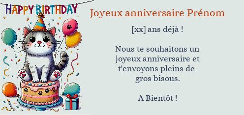 Carte Joyeux Anniversaire Chat Ballon gratuit à imprimer