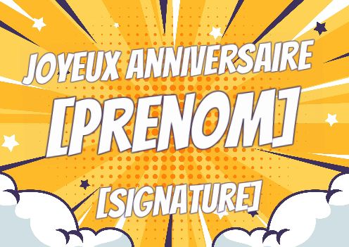 Carte Joyeux Anniversaire Dessin Jaune gratuit à imprimer