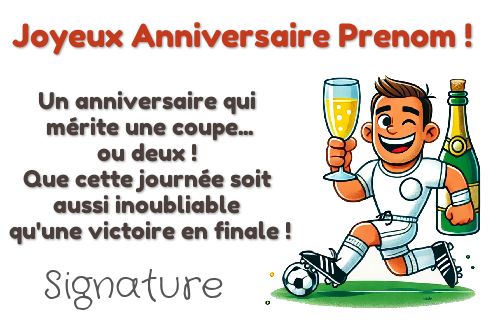 Carte Anniversaire Champagne Humour Football virtuelle gratuit