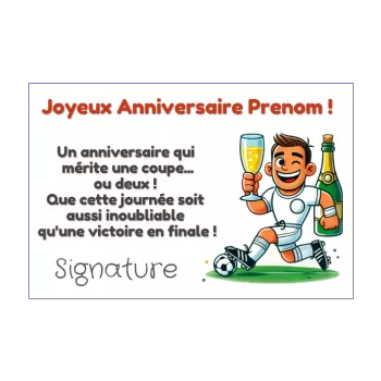 carte anniversaire champagne humour football ballon 