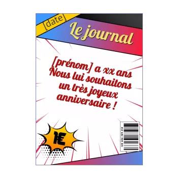 carte joyeux anniversaire manga journal magazine bleu rouge 