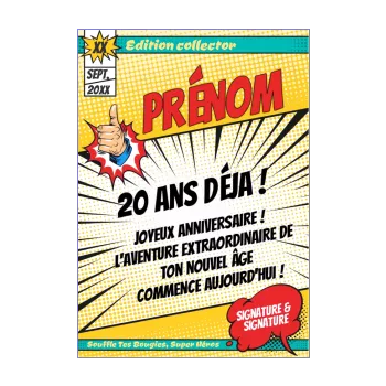 carte joyeux anniversaire manga journal magazine dessin jaune 