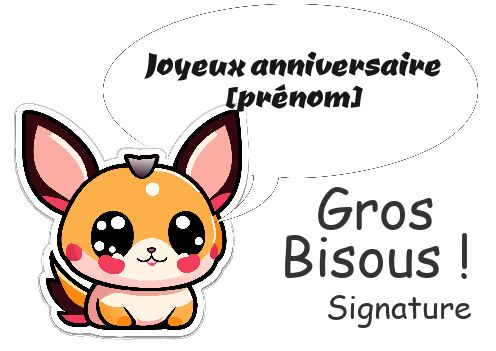 Carte Joyeux Anniversaire Manga Chat virtuelle gratuit
