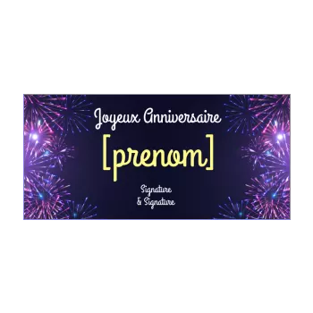 carte joyeux anniversaire feu artifice bleu mauve 