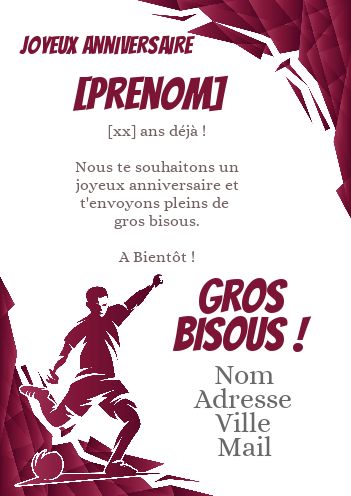 Carte Joyeux Anniversaire Football Ballon gratuit à imprimer