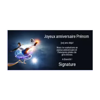 carte joyeux anniversaire football ballon enfant lumiere noir 