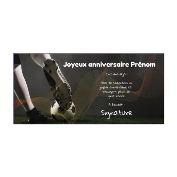 carte joyeux anniversaire football ballon chaussure enfant gris sport 