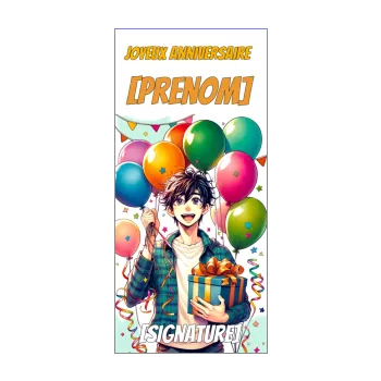 carte joyeux anniversaire manga cadeau ballon garcon 