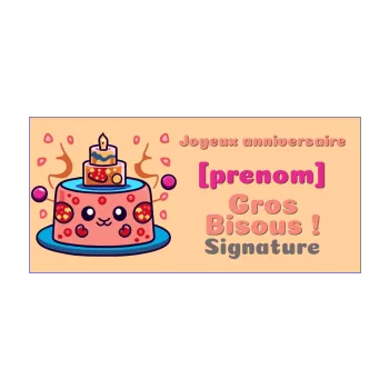 carte joyeux anniversaire manga bougie dessin enfant gateau japon 