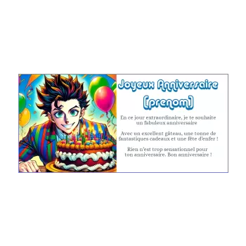 carte joyeux anniversaire manga ballon bougie gateau homme 